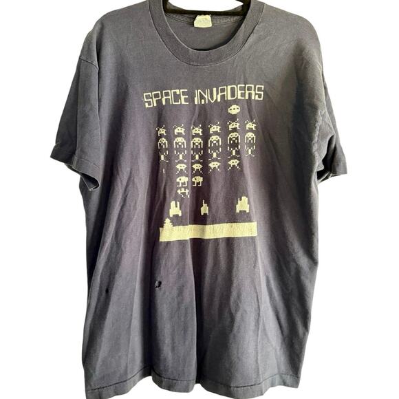 Vintage 90s Space Invaders Video Game Promo Single Stitch Shirt Adult XL - Picture 1 of 4